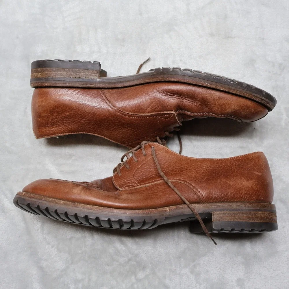 Gravati Oxford Mens 8W Brown Leather Split Toe Lug Sole Italian Dress Shoes